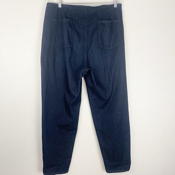 Eileen Fisher Jeans Womens 14 Pleated Front Tapered Ankle Leg Dark Wash Organic - Picture 3 of 9